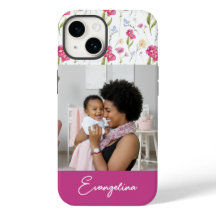 Pink Purple Custom Name Watercolor Wildflower