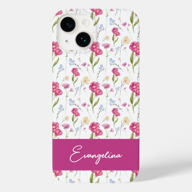 Pink Purple Custom Name Watercolor Wildflower (Verso)