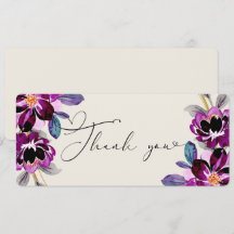 Pink Purple Floral Heart Embellished Thank You