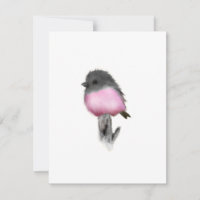 Pink Robin Bird Obrigado A Anotar Cartões