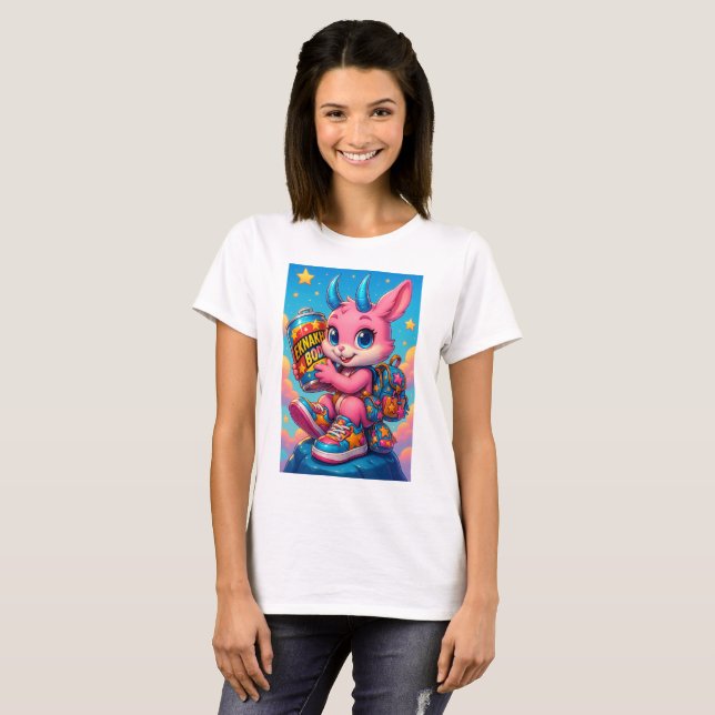 Pink Rocket Bunny Graphic T-Shirt (Frente Completa)