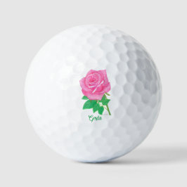 Pink Rose Golf Balls With Text
