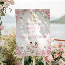 Pink Rose Indian Engagement Welcome Board