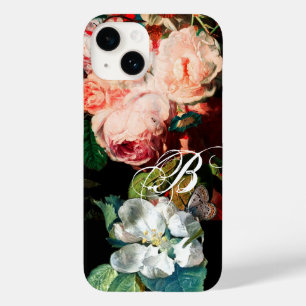 PINK ROSES, BUTTERFLY, MONOGRAMA FLORAL BRANCA