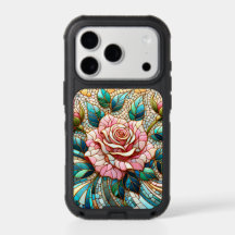 Pink Roses Stained Glass Mosaic