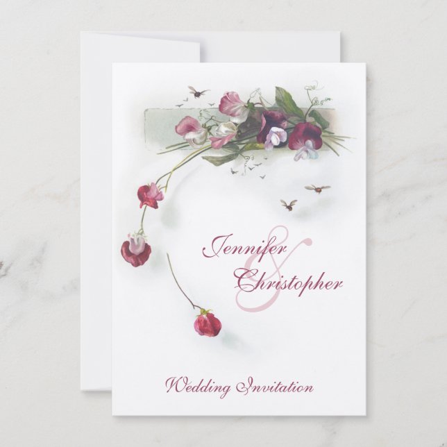 Pink roxo floresce convite de casamento (Frente)