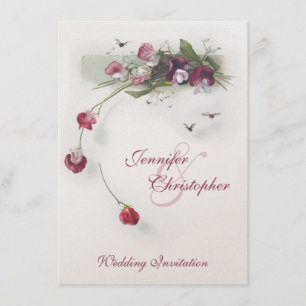 Pink roxo floresce convite de casamento