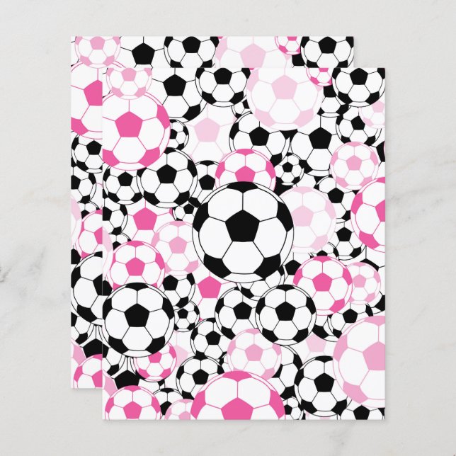 Pink Soccer Ball Pattern Scrapbook Craft Paper (Frente/Verso)