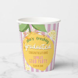 Pink Stripes Lemons Yellow bow Grad Paper Cups