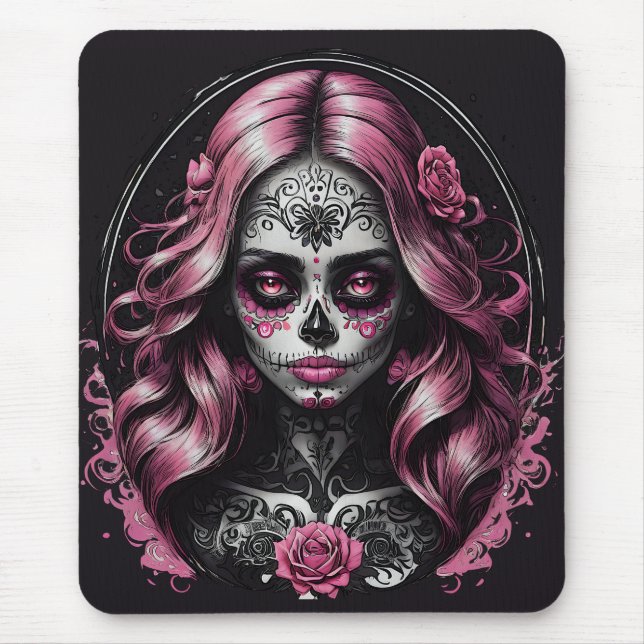 Pink Sugar Skull-no 2 Mousepad (Frente)