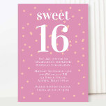 Pink Sweet 16 Convite<br><div class="desc">Personalize este design com a data,  hora e local. Este cartão funciona como um convite de aniversário para uma festa.</div>