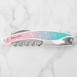 Pink to turquoise glitter ombre background