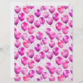 Pink Watercolor Balloons and Confetti Party Paper