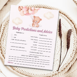 Pink Watercolor Bear Baby Shower Girl