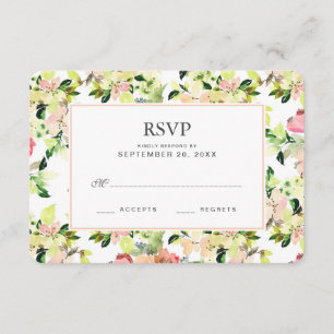 Pink Watercolor Blossom Padrão - RSVP de Casamento
