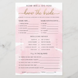 Pink Watercolor Dourado Sabe O Jogo Da Noiva