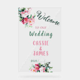 Pink Watercolor Peony Floral Wedding Welcome