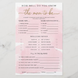 Pink Watercolor Sabe O Jogo da Mãe a Ser