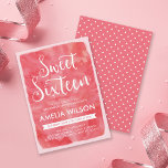 Pink Watercolor Sweet 16 Aniversário Convite<br><div class="desc">Este bonito convite para 16 cor-de-água rosa é perfeito para a aniversariante que está celebrando seus 16 anos com uma festa de aniversário. *Observe que a Marca d'água Zazzle que aparece na visualização de zoom não aparecerá no produto impresso final © Rosewood e Citrus</div>
