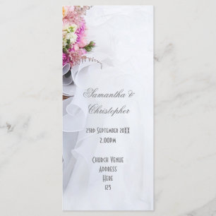 Pink White floral programa de casamento da igreja