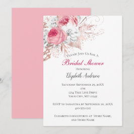 Pink White Rose Gold Floral Tendências Convite de