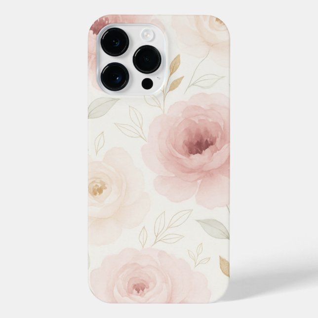 Pink & White Rose Phone Case – Floral Protective  (Verso)
