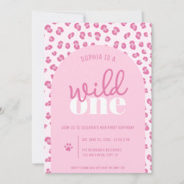 Pink Wild One Girl First Birthday Convite