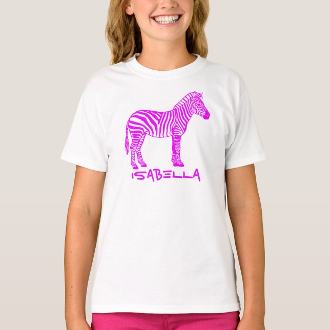 Pink Zebra Kids T-Shirt – Cute Striped Animal Tee  (Frente)