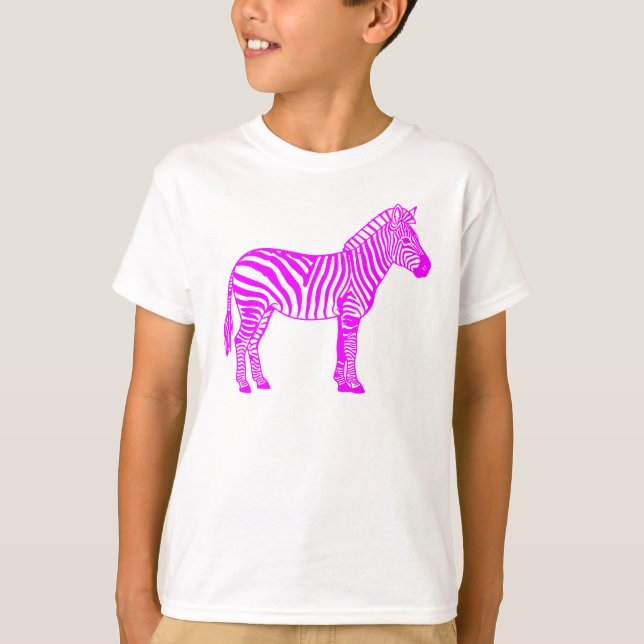 Pink Zebra Kids T-Shirt – Cute Striped Animal Tee  (Frente)