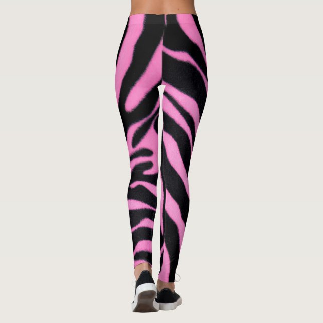 Pink Zebra Pattern Leggings – Bold Animal Print (Verso)