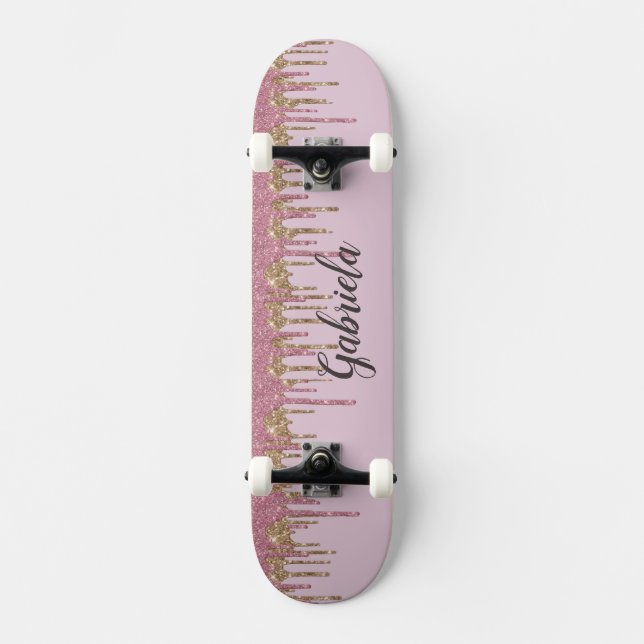 Pinky Glitter Skateboard (Frente)