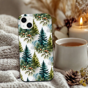 Pino de Aquarela Padrão Elegante Inverno