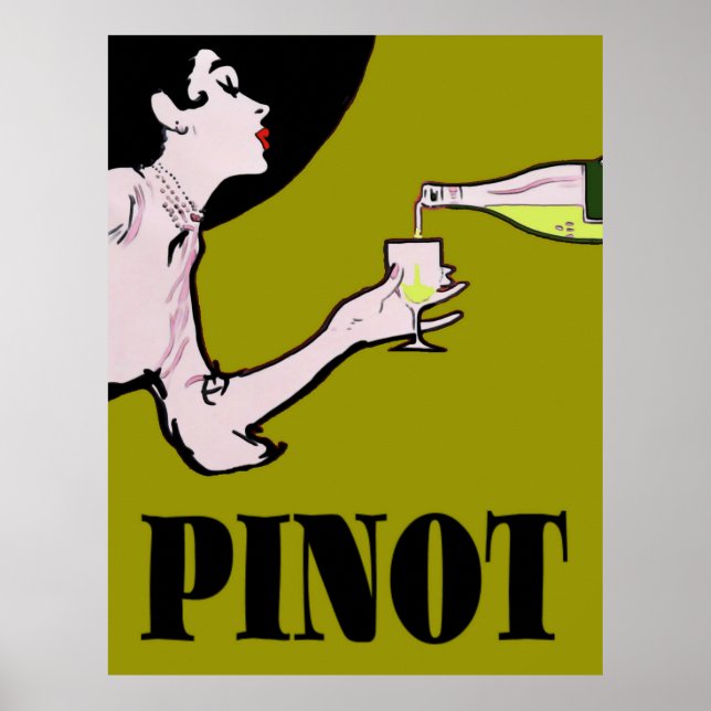 Pinot Wine Vintage Lady Posters (Frente)