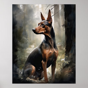Pinscher Alemão de Arte Canino Impressão Poster