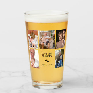 Pint Amo-Te, Avô | Copo de Vidro de Colagem de Fotos Pe