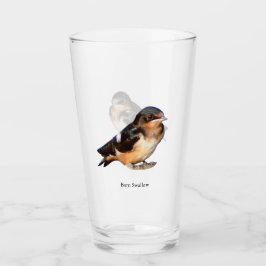 Pint Andorinha-das-ceuves bebendo de copo