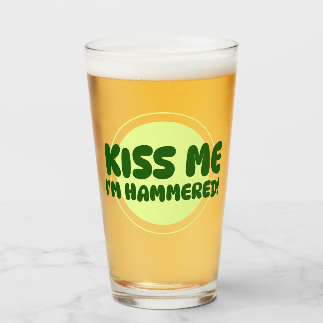 Pint Beije-me, Estou Embriagado! Copo de Pinta em Vidro (Frente (Preenchido))