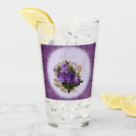 Pint Copo de Bebida com Desenho Floral Roxo