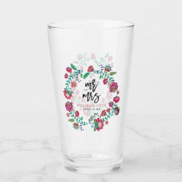 Pint Copo de Bebida de Casamento Floral Folclórico Rust