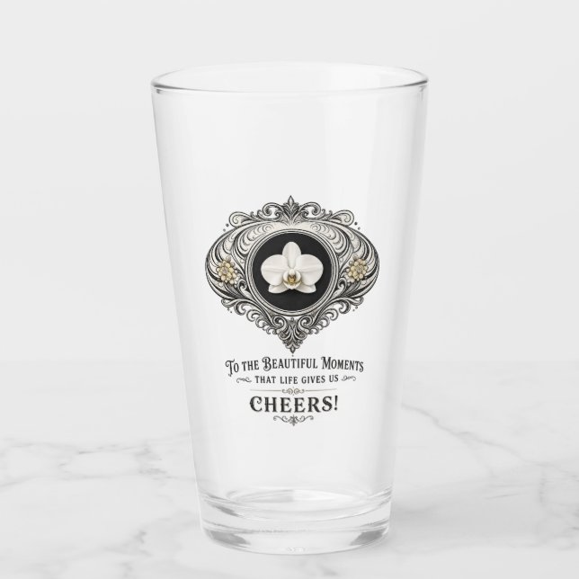 Pint copo de bebida orquídea saudações (Frente)