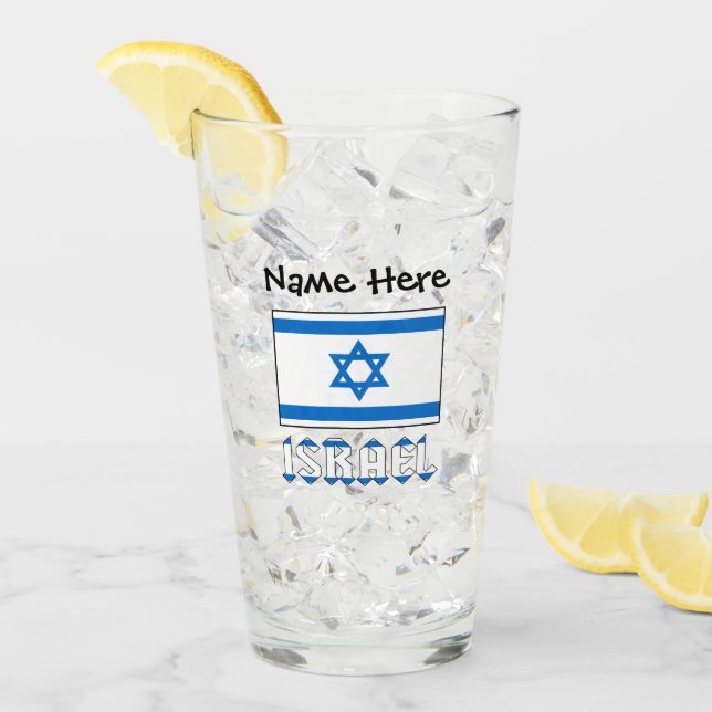 Pint Copo de Bebida Personalizado Israel e Bandeira de  (Gelo frontal)