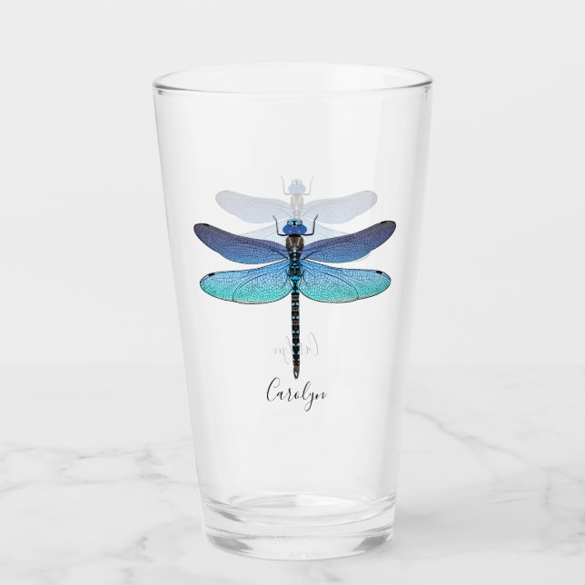 Pint Copo de cerveja azul bonito da libélula (Frente)