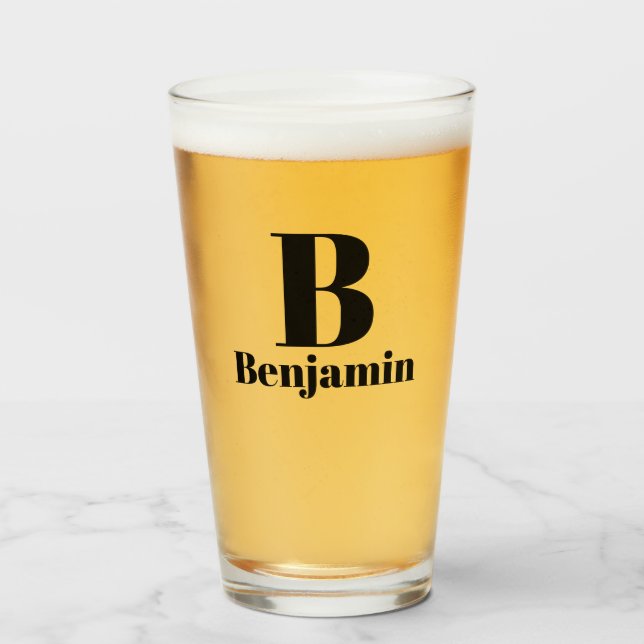 Pint Copo de Cerveja com Nome Monograma Simples (Frente (Preenchido))