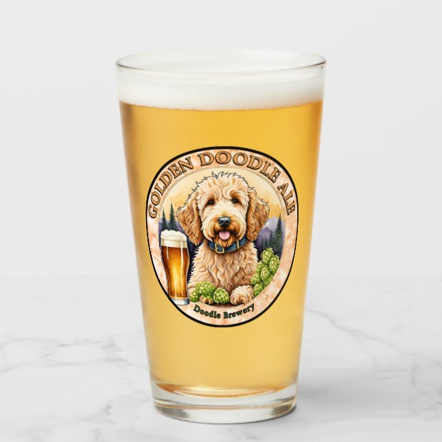 Pint Copo de Cerveja Golden Doodle Ale (Frente (Preenchido))