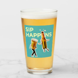 Pint Copo de cerveja "Sip Happens" excêntrico e alegre