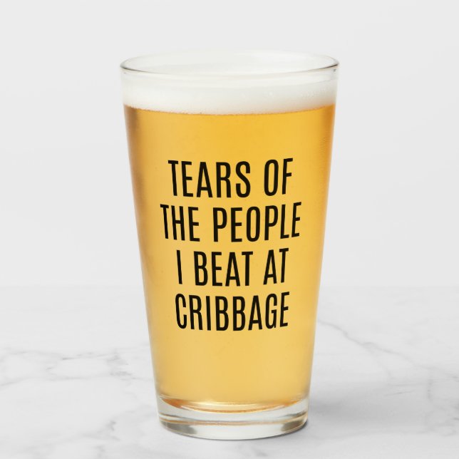 Pint Copo de Cribbage Engraçado Lágrimas das Pessoas qu (Frente (Preenchido))