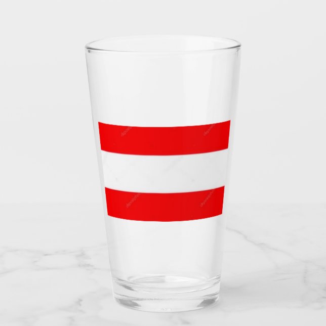 Pint Copo de Vidro Bandeira da Áustria 16 onças (Frente)