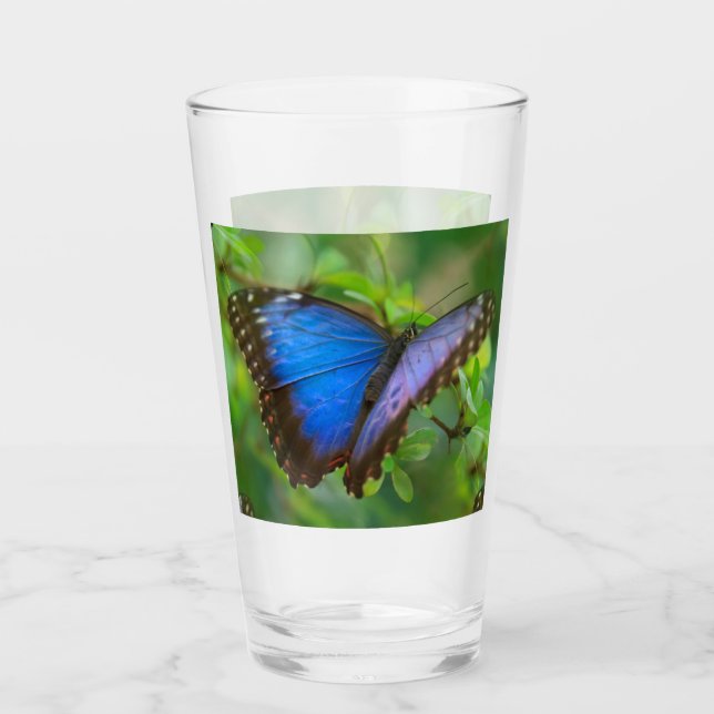 Pint Copo de Vidro Borboleta Azul (Frente)