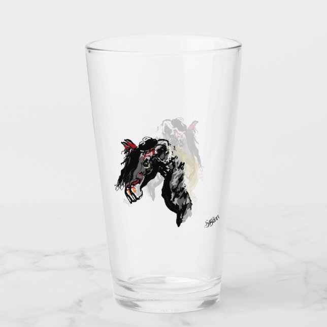 Pint Copo de vidro: Cavalo com sede (Frente)