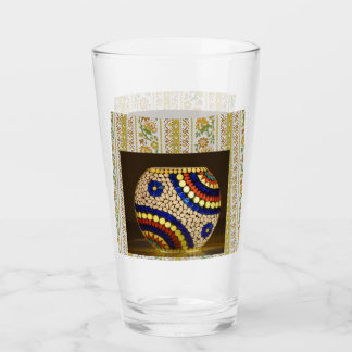 Pint Copo de Vidro com Lanterna Mosaico e Impressão Flo